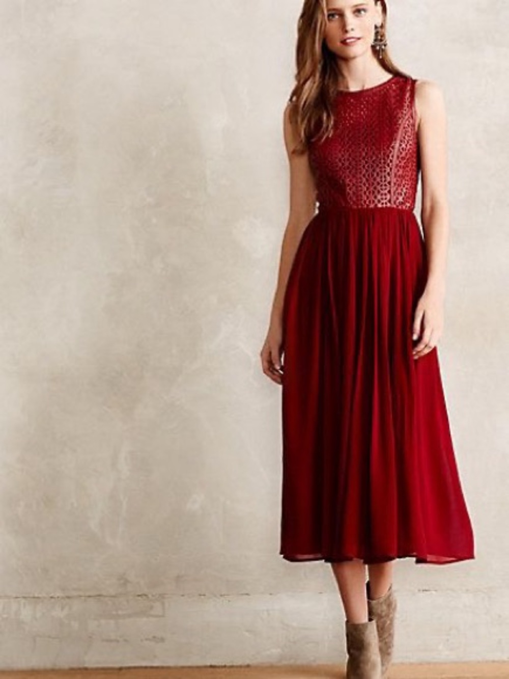 Anthropologie Leifsdottir Lasercut Leather Midi Dress 4